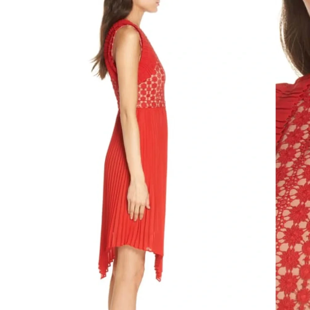 Foxiedox Red Nealea Pleated Sheath Dress Size XL - Picture 3 of 13